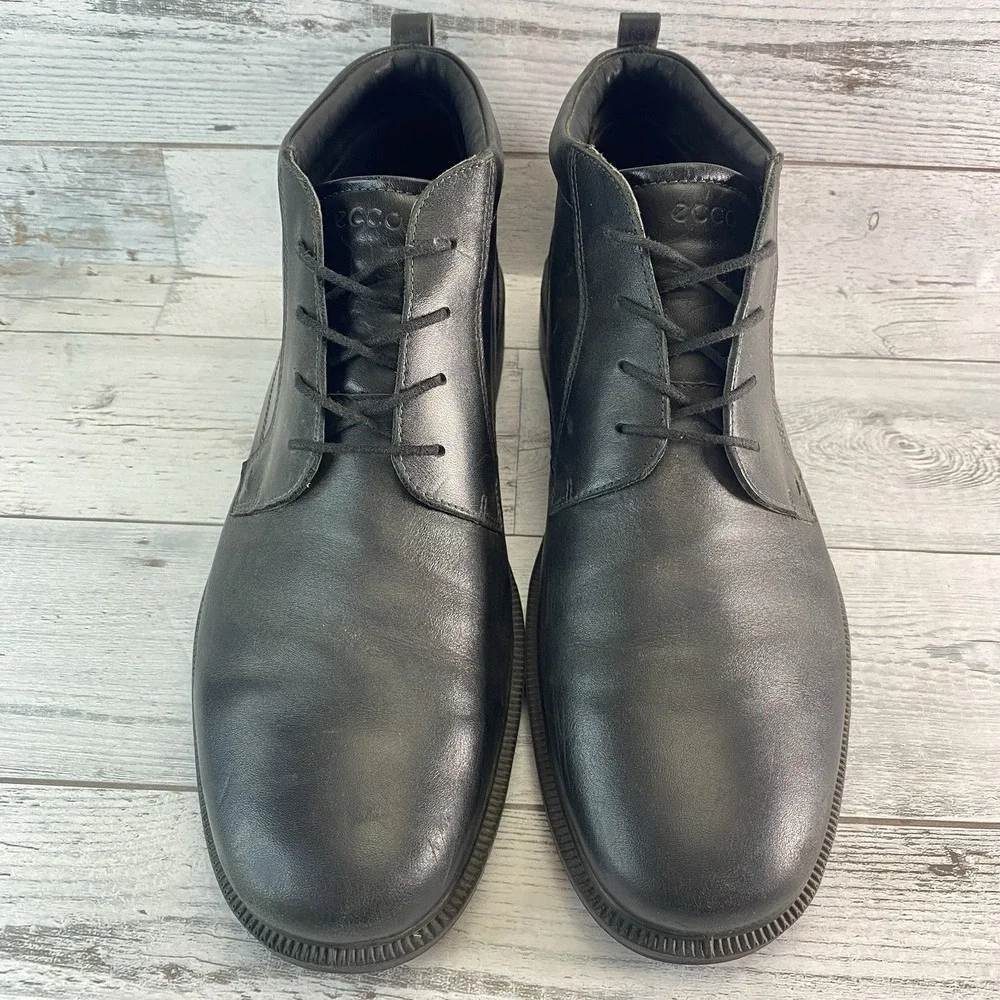 Ecco Chukka Boots Mens 12 Black Leather GTX Waterproof 